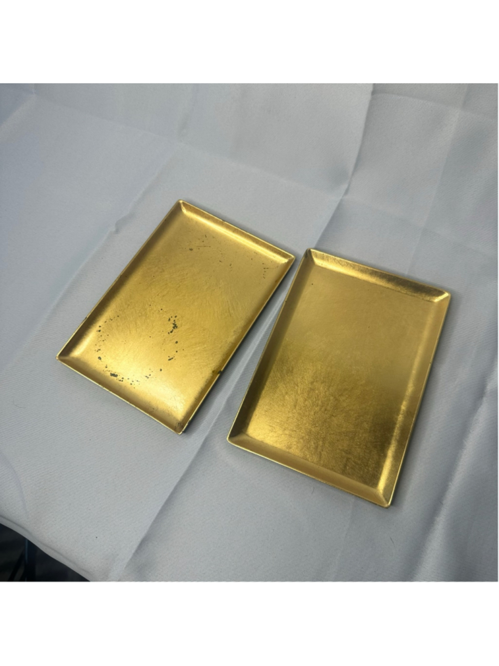 Vintage Otagiri Japan Lacquerware Mid Century Gold Rectangular Vanity Trays (2)
